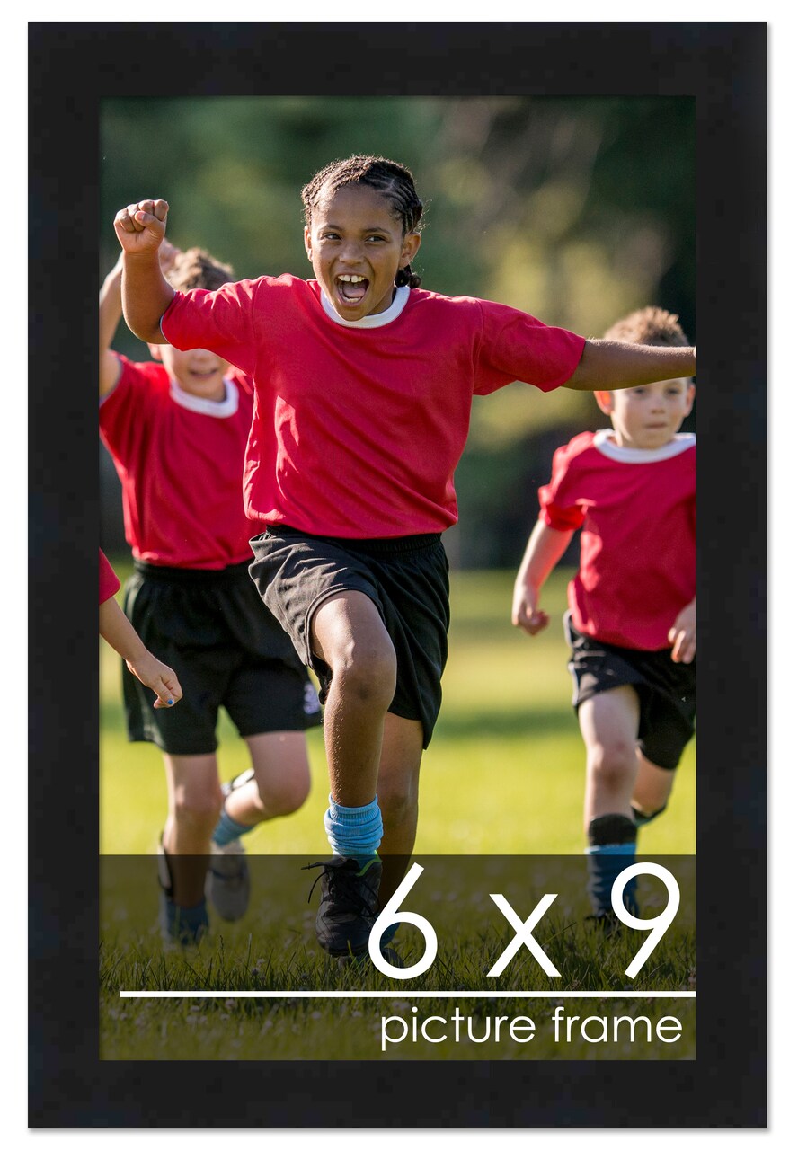 6x9 Simple Black Picture Frame - UV Acrylic, Foam Board Backing, Hanging Hardware